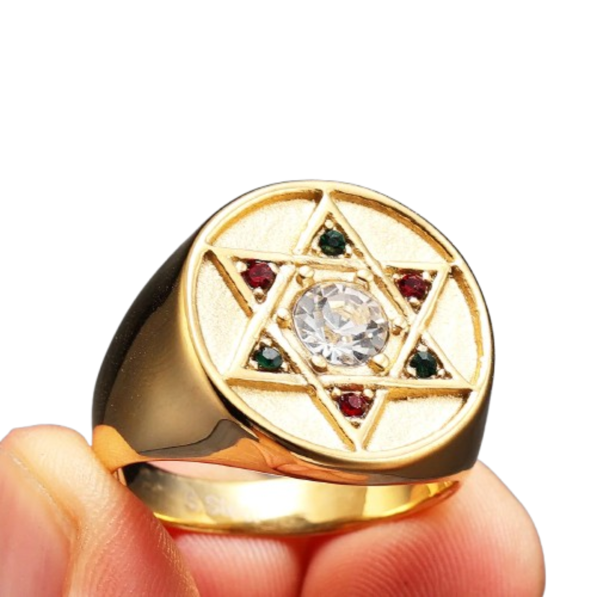 Anel Estrela Davi Pedras Shiny