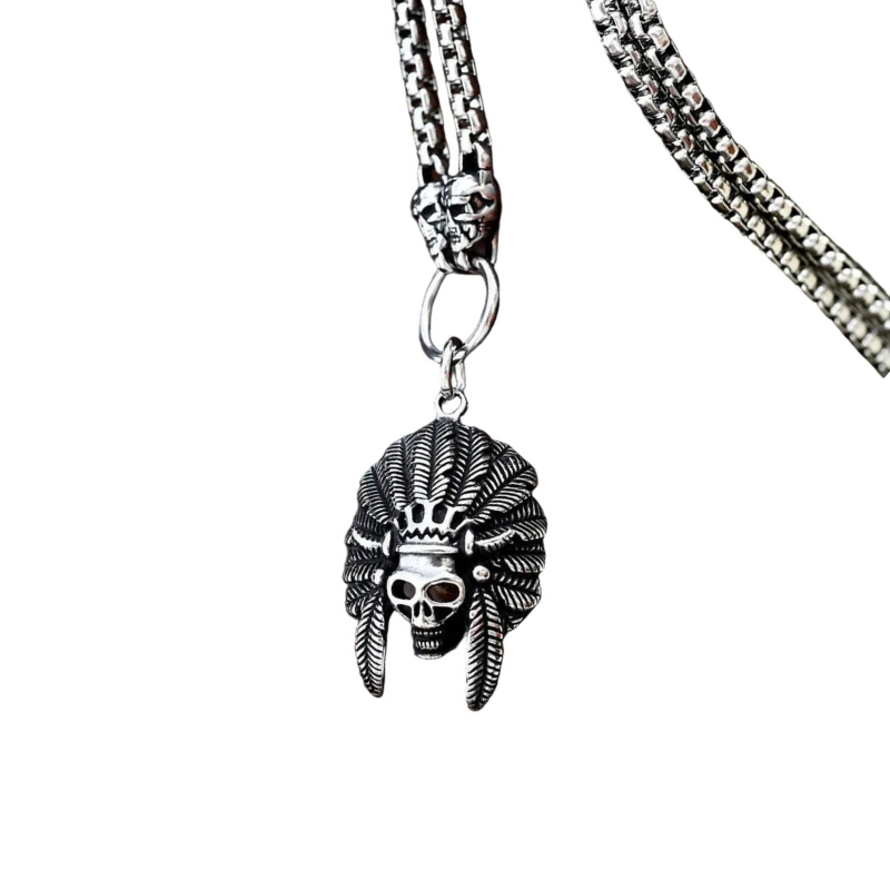 Colar Masculino Pingente Skull Cacique | Rocktude
