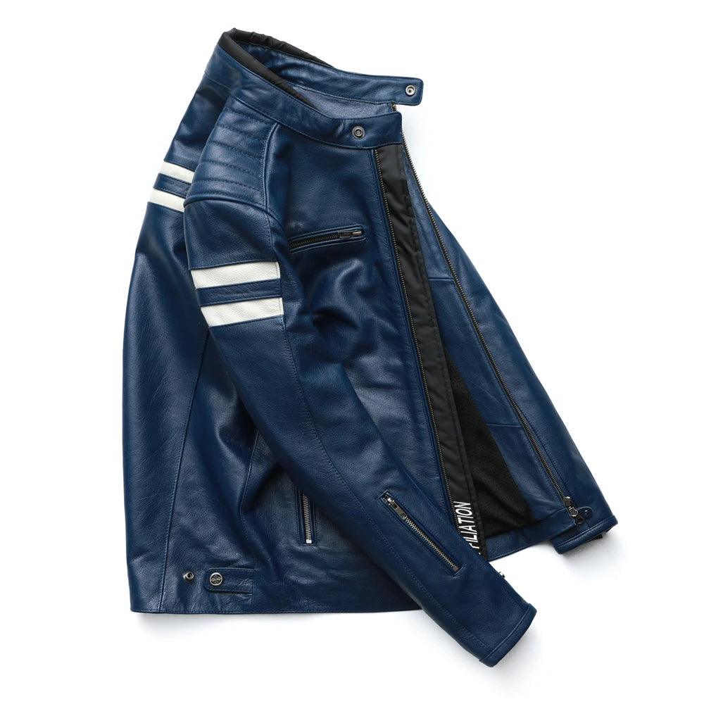 Jaqueta de Couro Masculina Azul - Rocktude