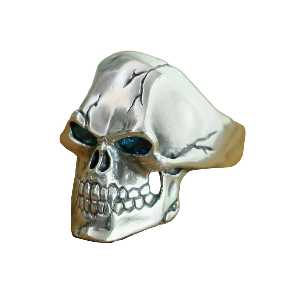 Anel Caveira Prata 925 Blue Eyes - Rocktude