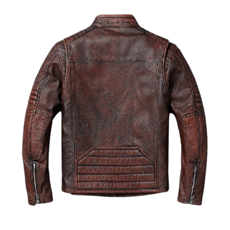 Jaqueta Couro Motorcycle Marrom Retrô
