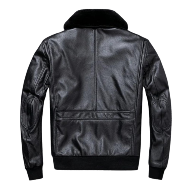 Jaqueta de Couro Air Force Gola de Lã