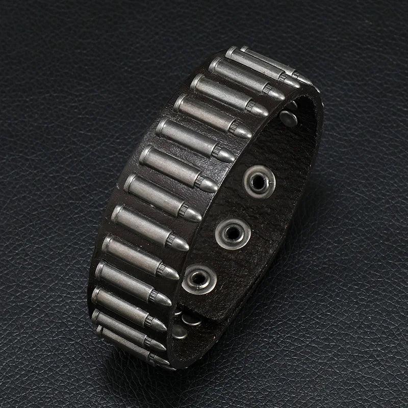Pulseira Couro Bullet - Rocktude