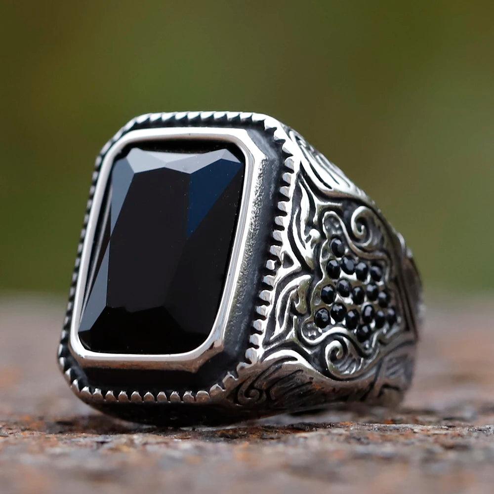 Anel Prata Thin Pedra Azul Turca - Rocktude