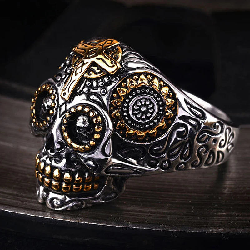 Anel Caveira Mexicana Aço Inox