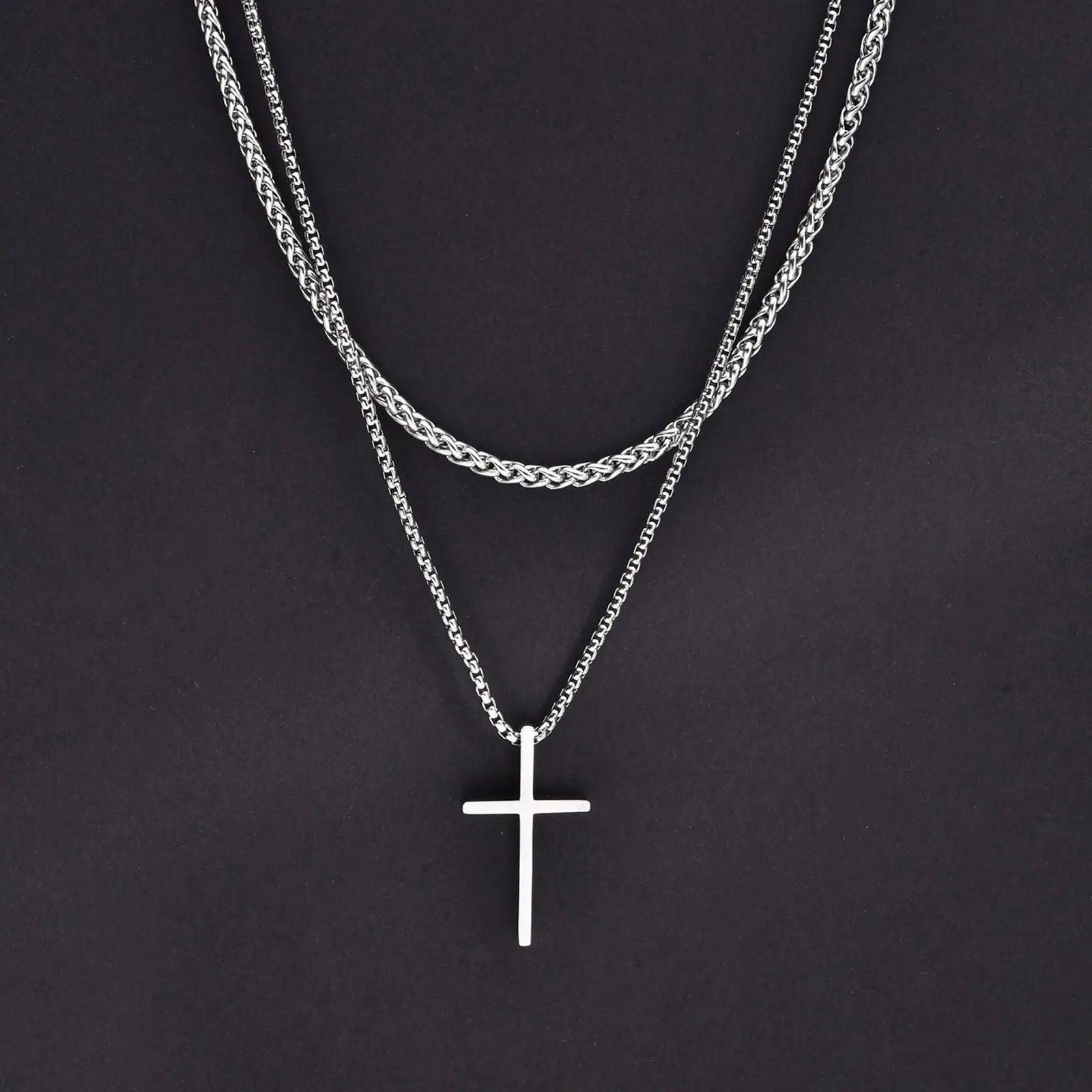 Colar Pingente Crucifixo + Corrente Brinde - Rocktude