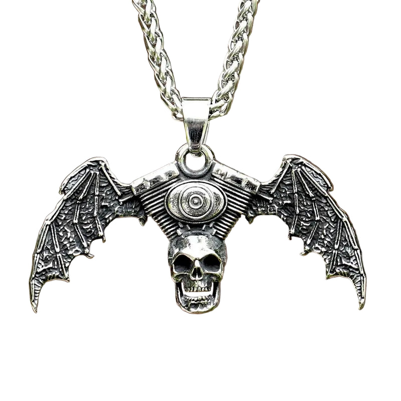 Colar Pingente skull With Wings Motor Harley Davidson - Rocktude