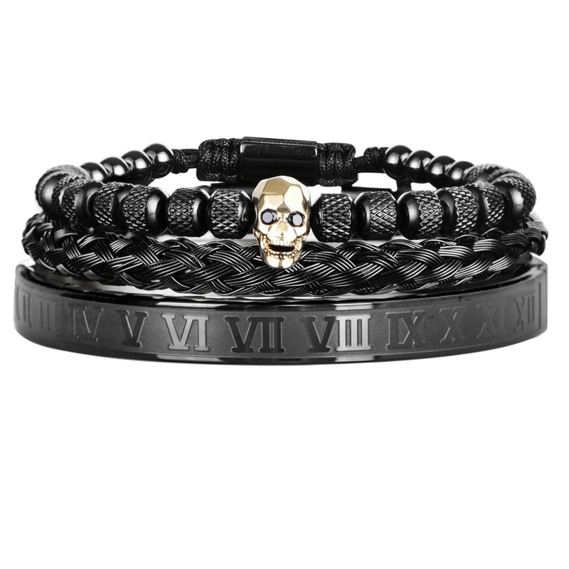 Pulseira Skull Luxuria Kit com 3 peças - Rocktude
