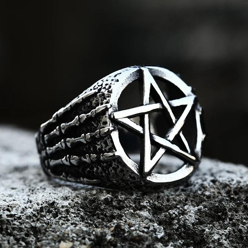 Anel Pentagrama Garra - Rocktude