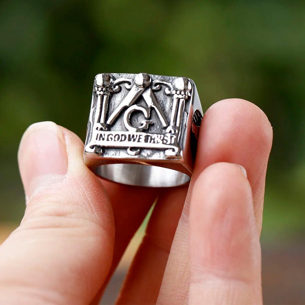 Anel Maçom Aço Inoxidável - Rocktude