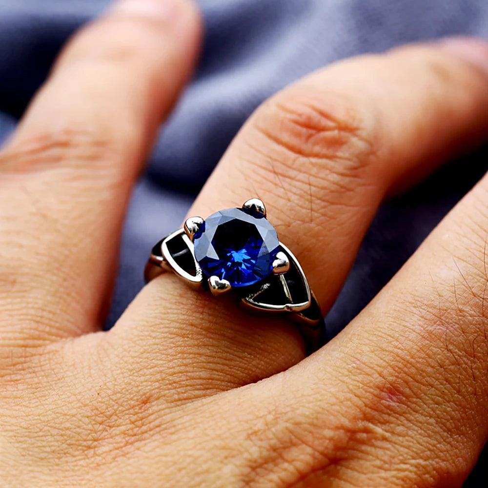 Anel Feminino Pedra Azul