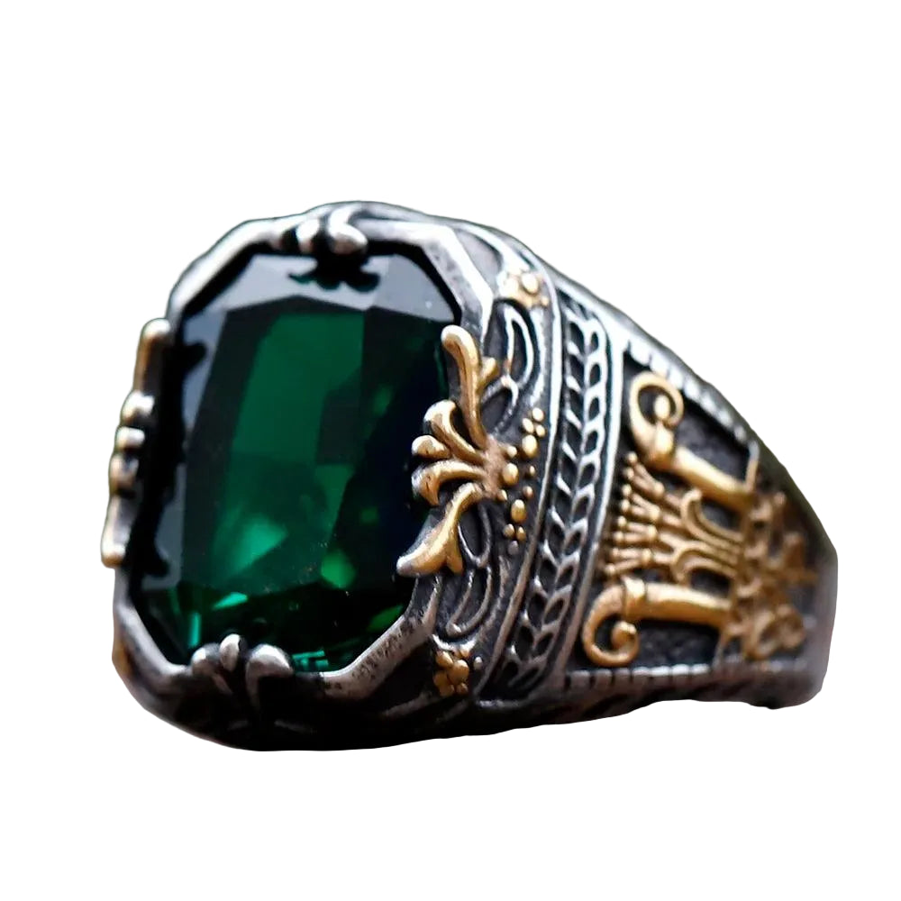 Anel Pedra Verde Rich Aço Inoxidável - Rocktude