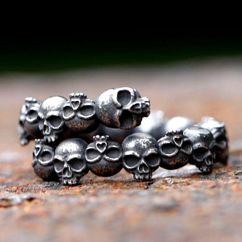 Anel Slim Skull Ajustável - Rocktude