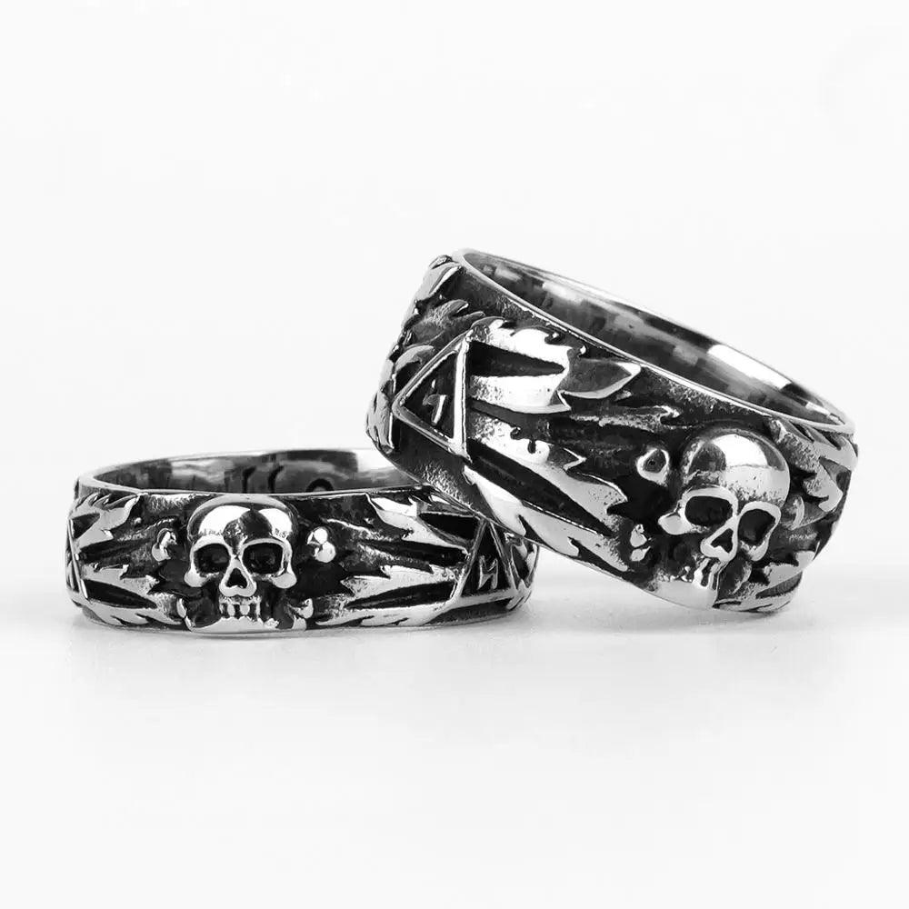 Anel Aliança Caveira Luxo Aço Inoxidável - Rocktude