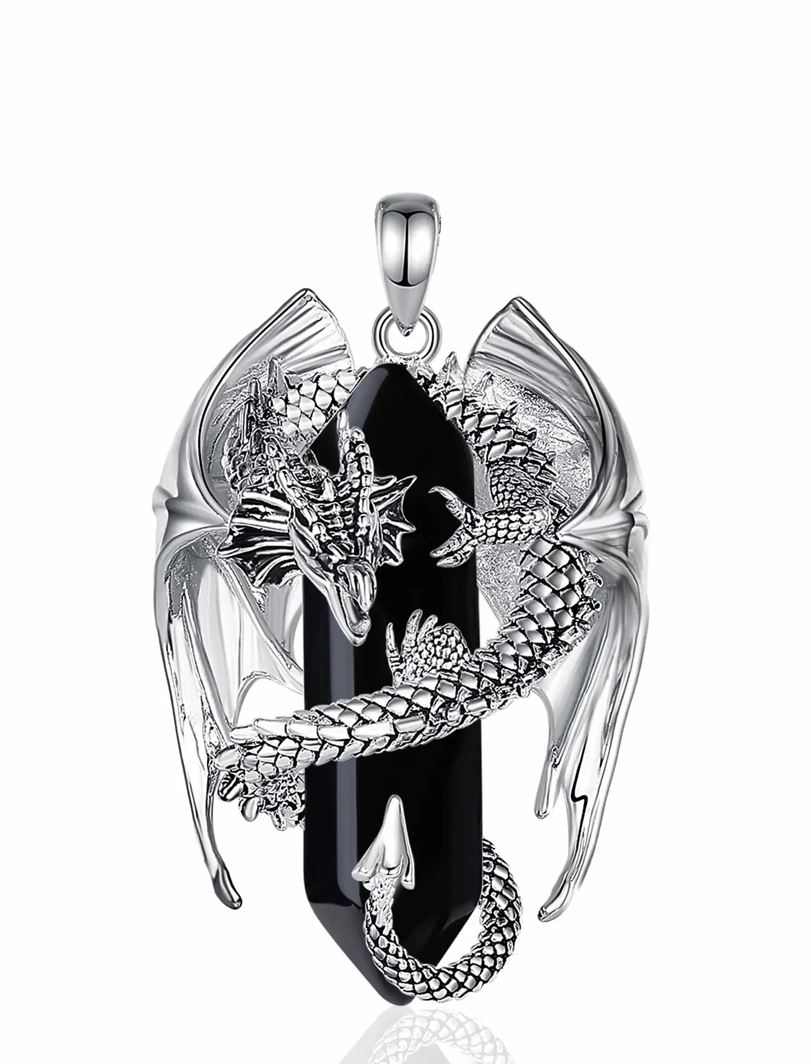 Colar Cristal Pingente Dragão Aço Inoxidável