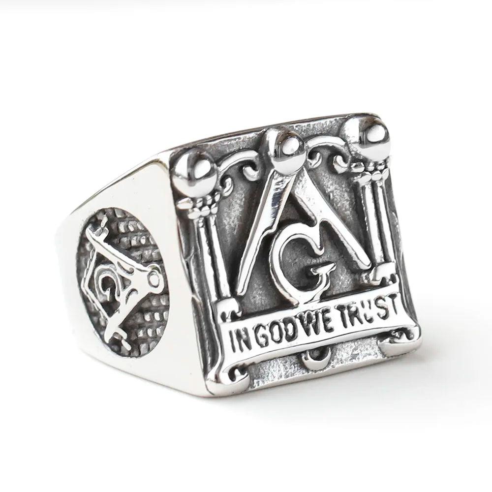 Anel Maçom Aço Inoxidável - Rocktude