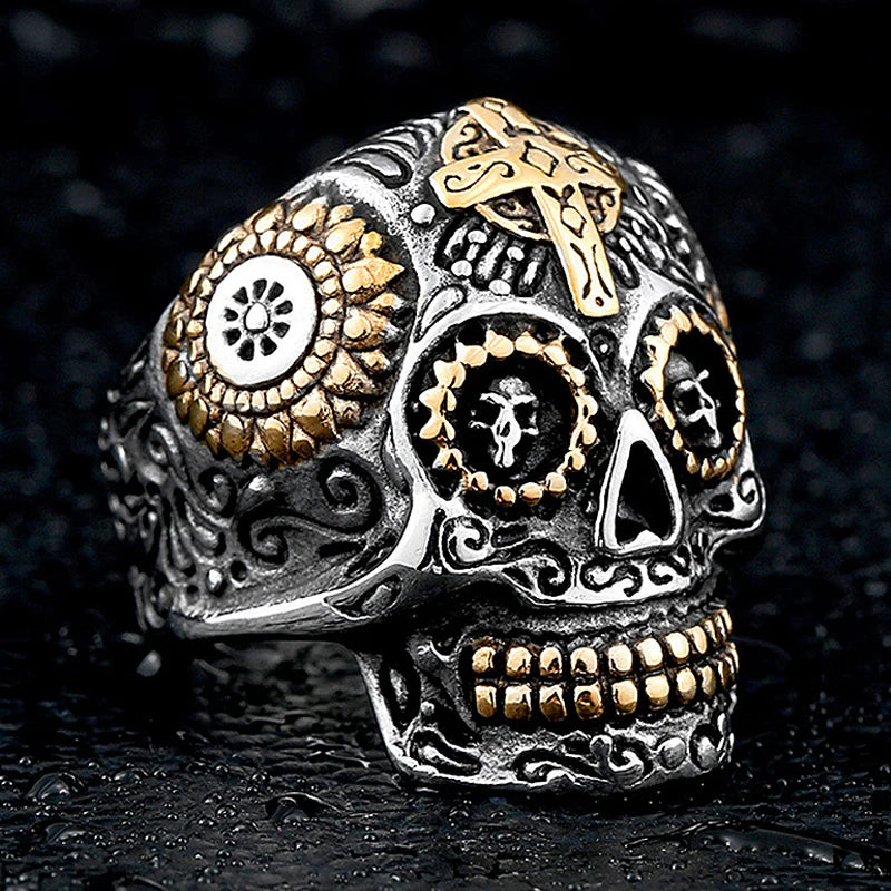 Anel Caveira Mexicana Aço Inox