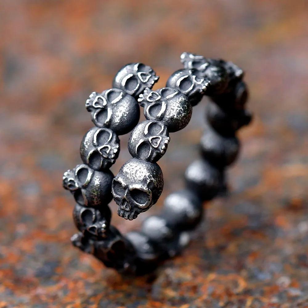 Anel Slim Skull Ajustável - Rocktude