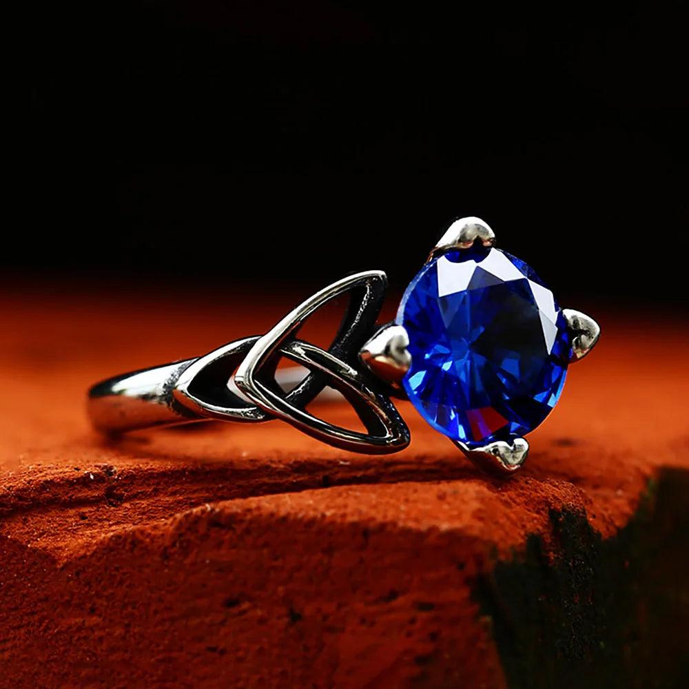Anel Feminino Pedra Azul