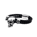 Pulseira Punk Triple Skull Aço Inox - Rocktude