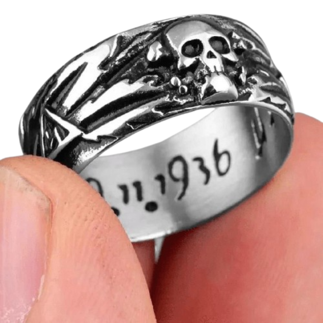 Anel Aliança Caveira Luxo Aço Inoxidável