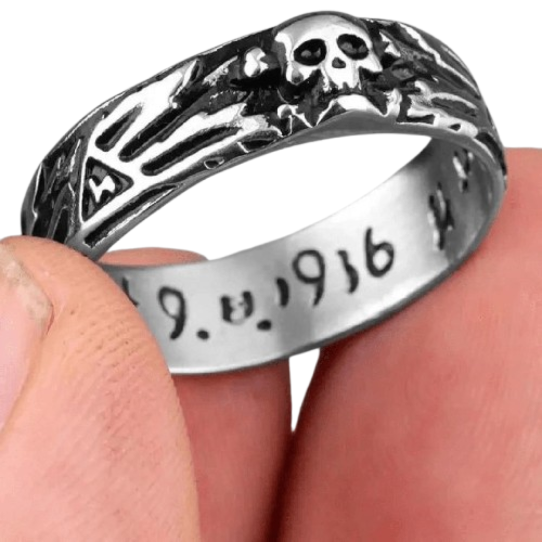 Anel Aliança Caveira Luxo Aço Inoxidável
