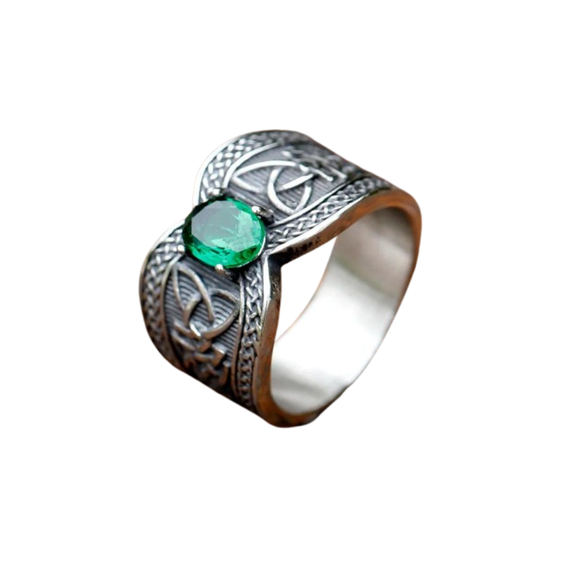 Anel Pedra Verde Enigmática | Rocktude