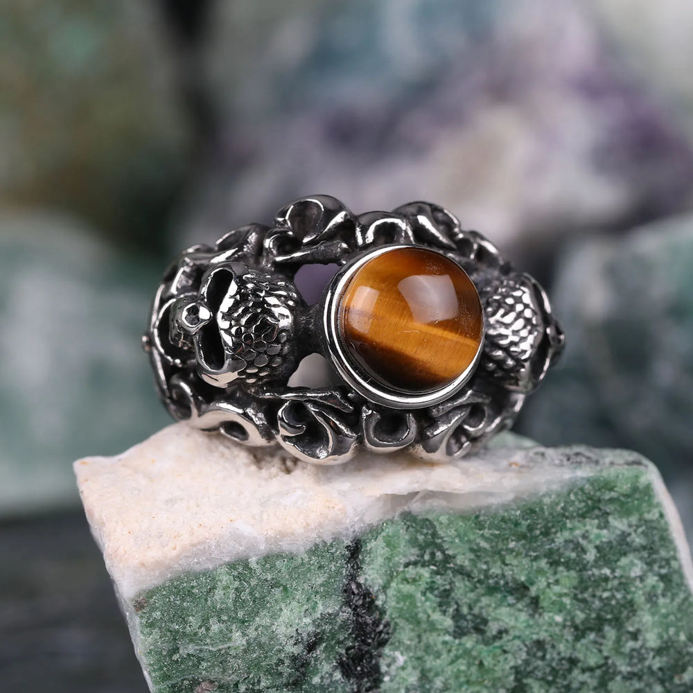 Anel Skull com Pedra | Rocktude