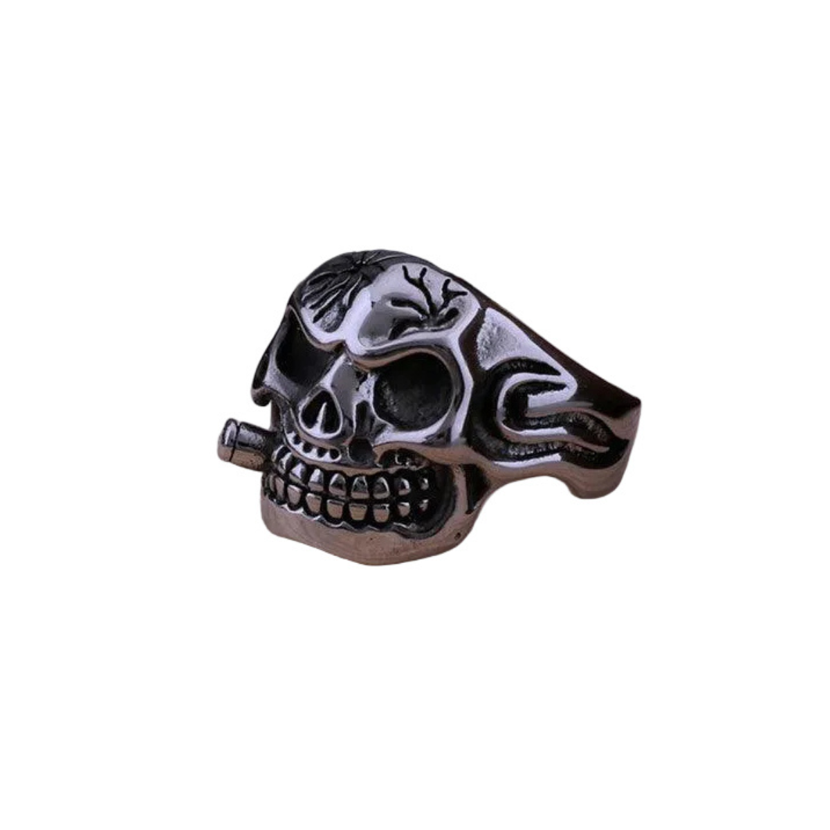 Anel Crânio Smoke Aço Inox