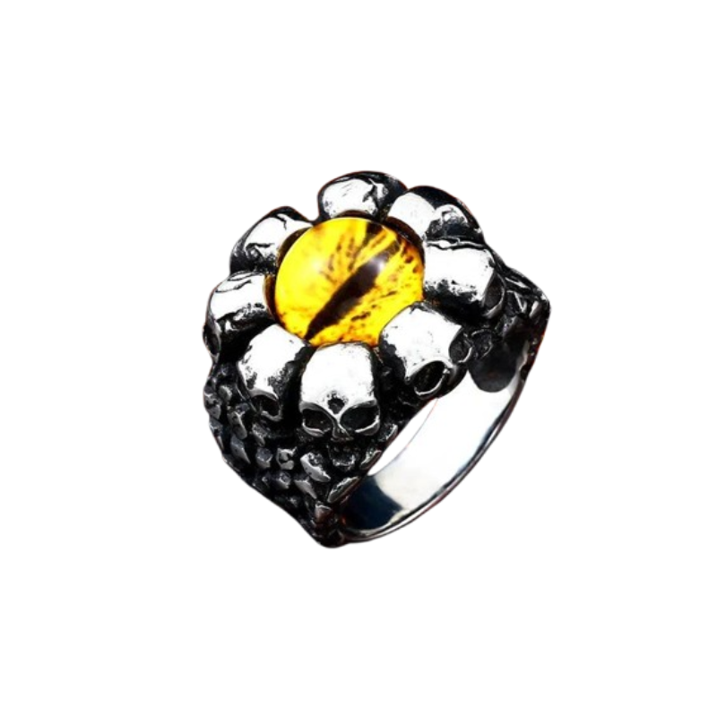 Anel de Caveiras Olho de Dragão