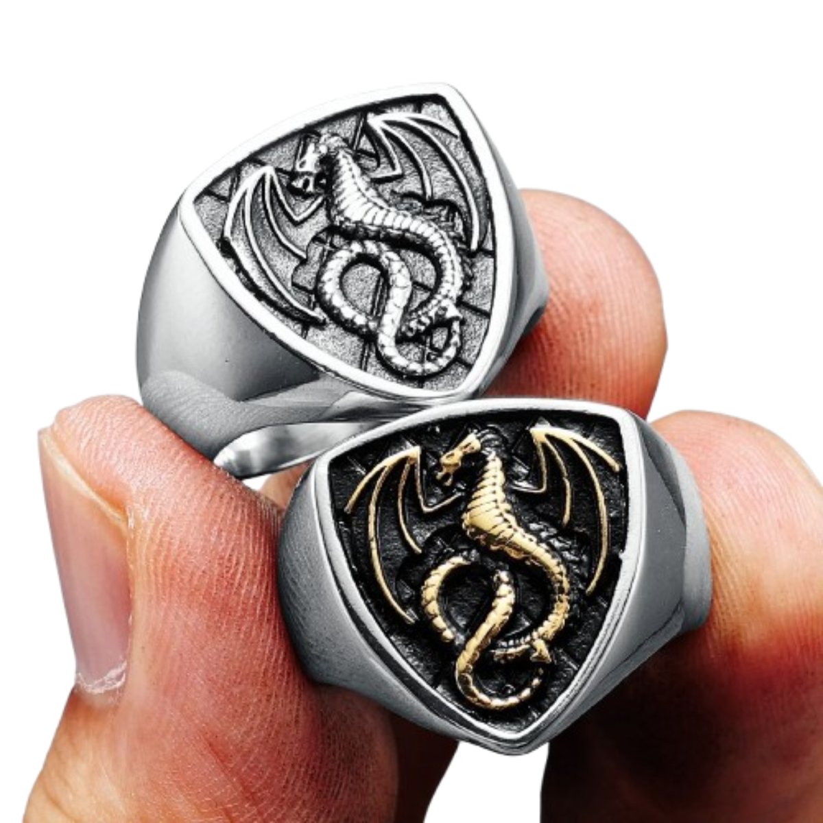 Anel Dragon Shield Aço Inox
