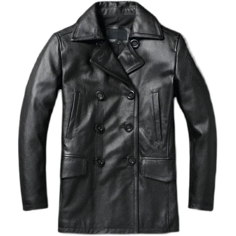 Casaco de Couro Genuino Classico Masculino Rocktude - Frente