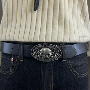 Cinto Couro Harley Davidson Skull motociclista