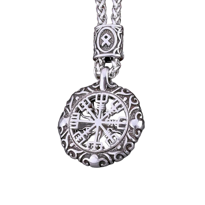 Colar Pingente Bússola Viking Aço Inoxidável