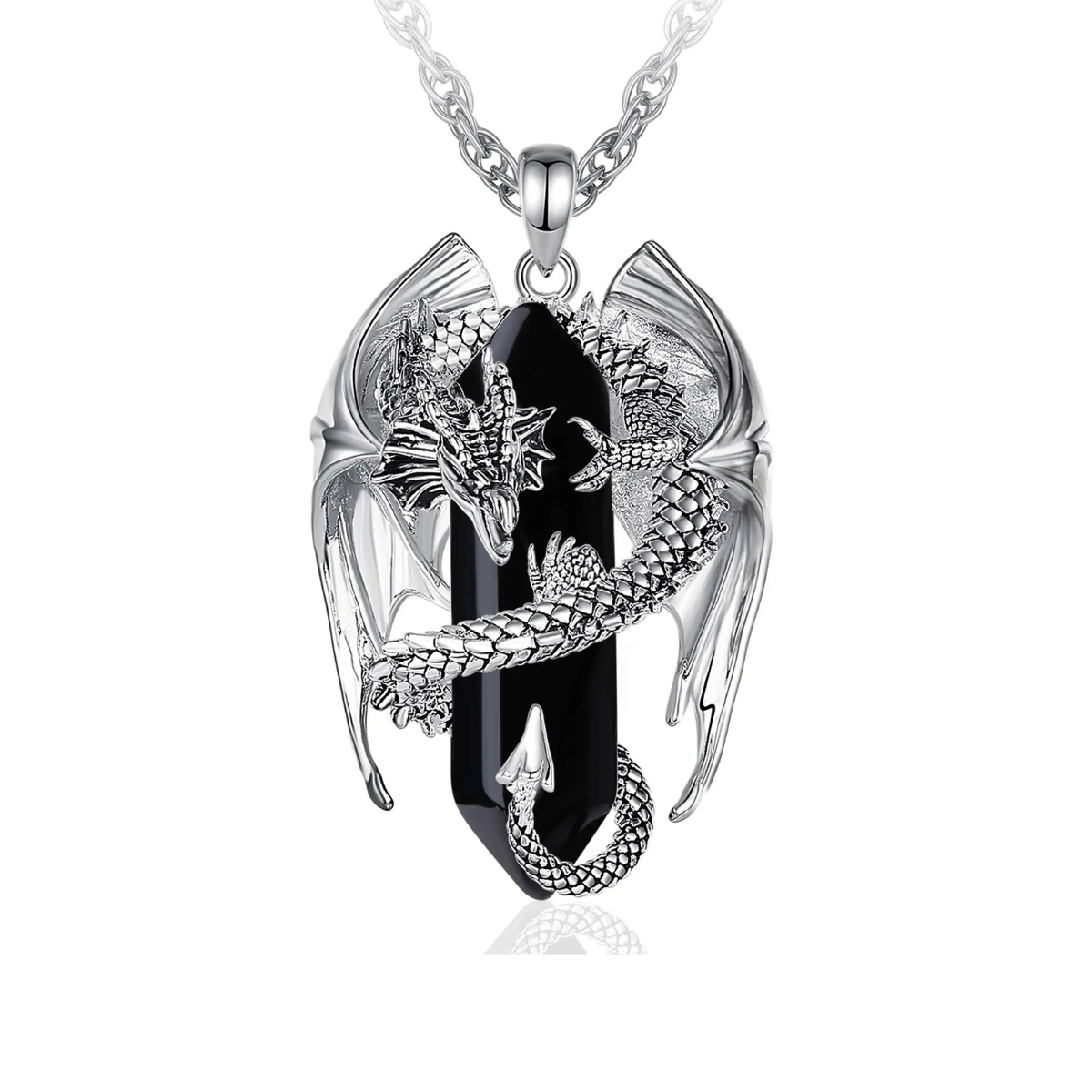 Colar Cristal Pingente Dragão Aço Inoxidável