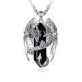 Colar Cristal Pingente Dragão Aço Inoxidável