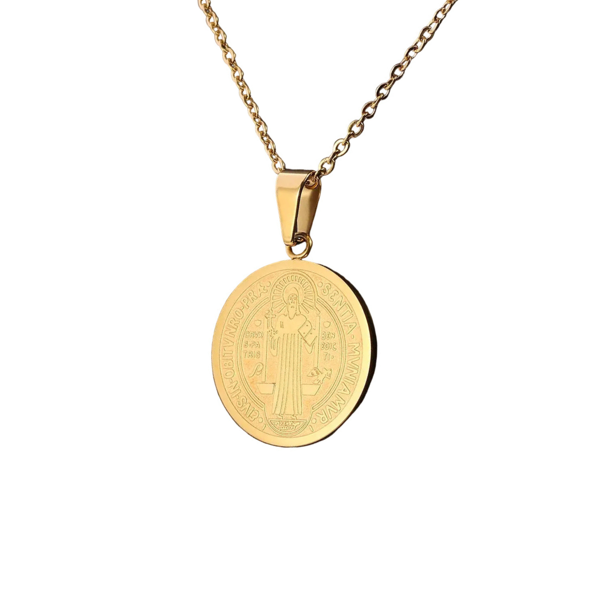 Colar Medalha de São Bento Aço Inox