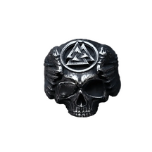 Anel Caveira Vintage Três Triângulos - Rocktude