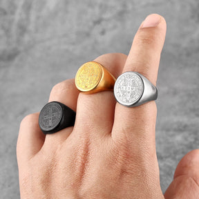 Anel Cravado São Bento Aço Inox