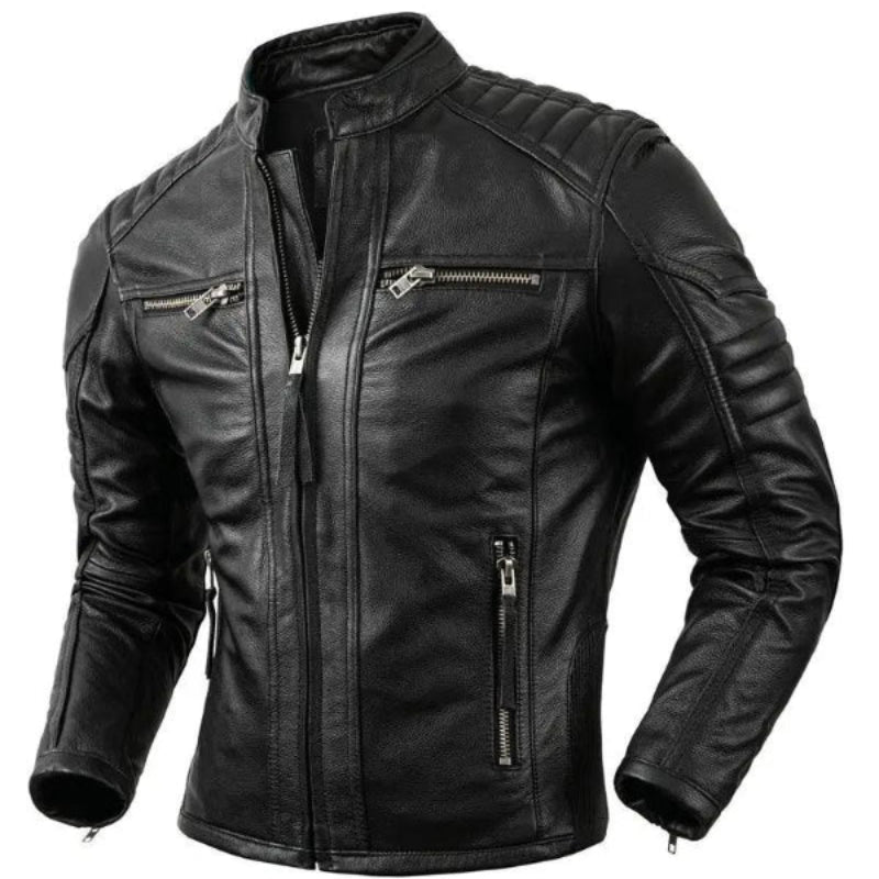Jaqueta Couro Motorcycle Marrom Retrô - Rocktude