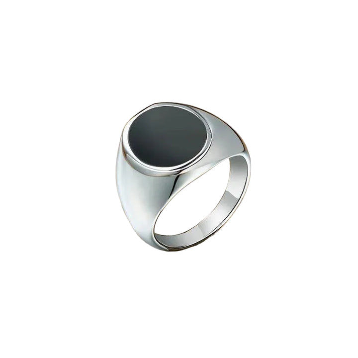 Anel Pedra Preta Aço Inox