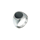 Anel Pedra Preta Aço Inox