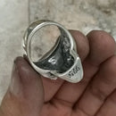 Anel Caveira Punk Pedra Olhos Azuis