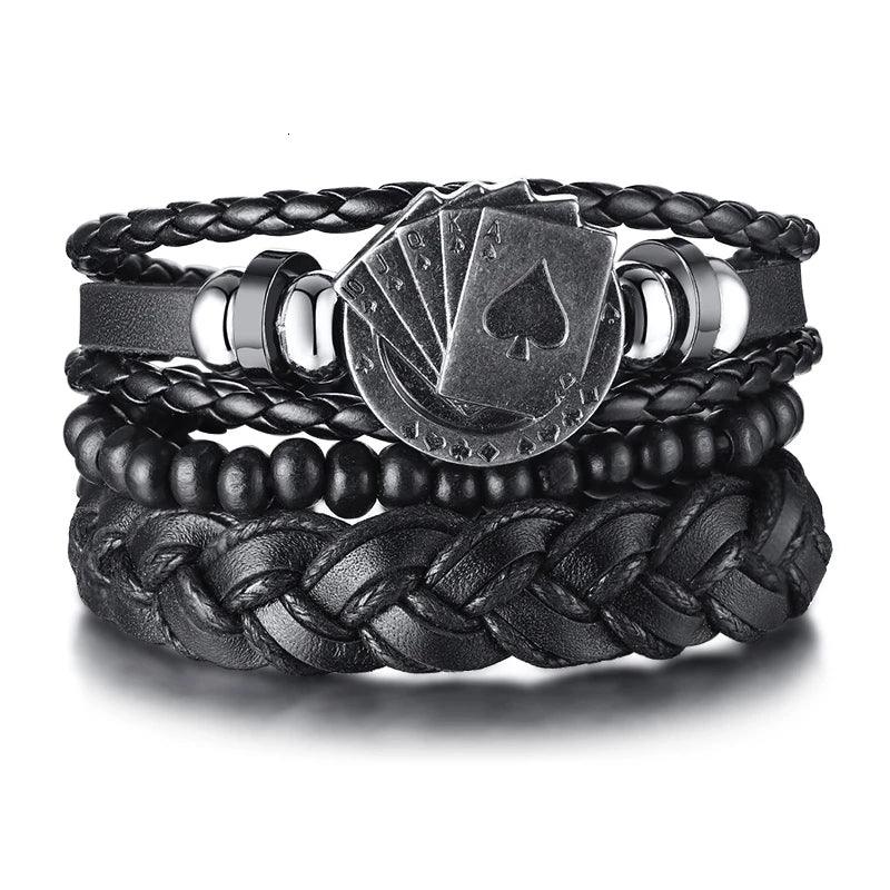 Pulseira Bracelete Couro Poker - Rocktude