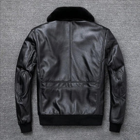 Jaqueta de Couro Air Force Gola de Lã - Rocktude