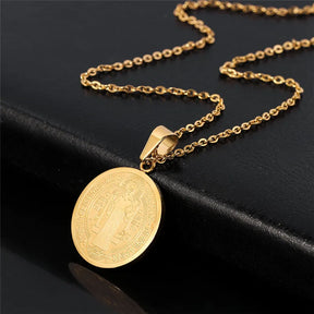 Colar Medalha de São Bento Aço Inox