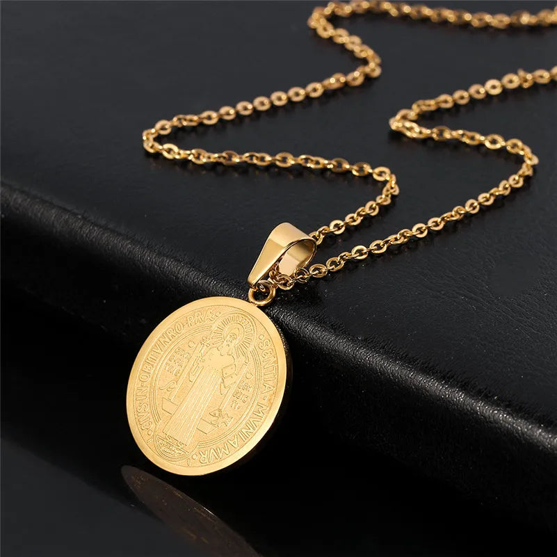 Colar Medalha de São Bento Aço Inox