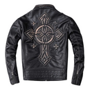 Jaqueta de Couro Genuino Masculina Original Preta Rocktude - Frente