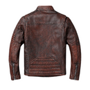 Jaqueta Couro Motorcycle Marrom Retro Masculina Rocktude - Lateral