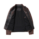 Jaqueta Couro Motorcycle Marrom Retro Rocktude - Detalhe Costuras